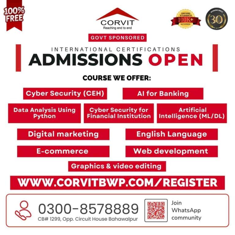 Free IT Courses in Bahawalpur (Corvit Systems)