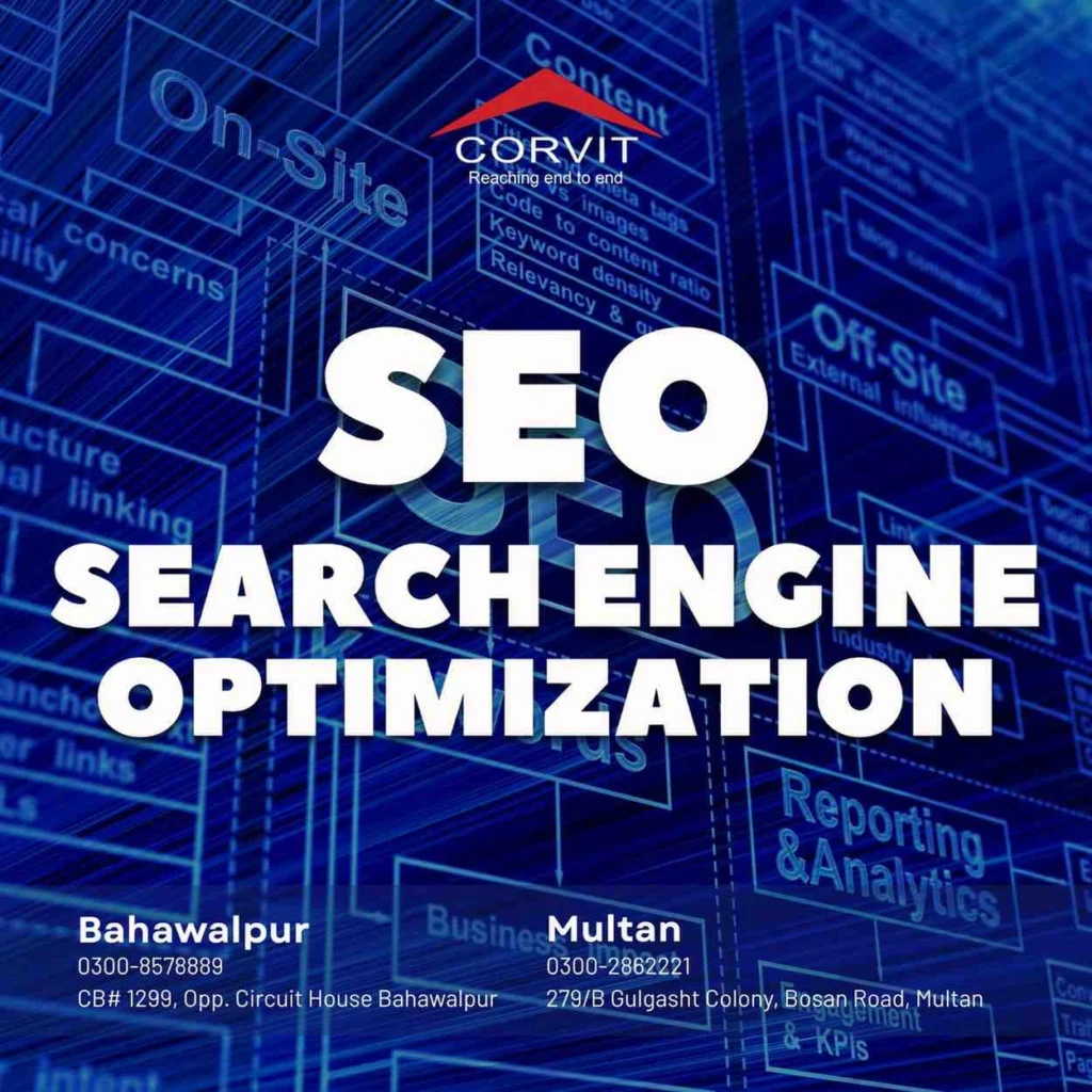An SEO expert at Corvit Systems Bahawalpur explaining keyword research strategies to an engaged student.