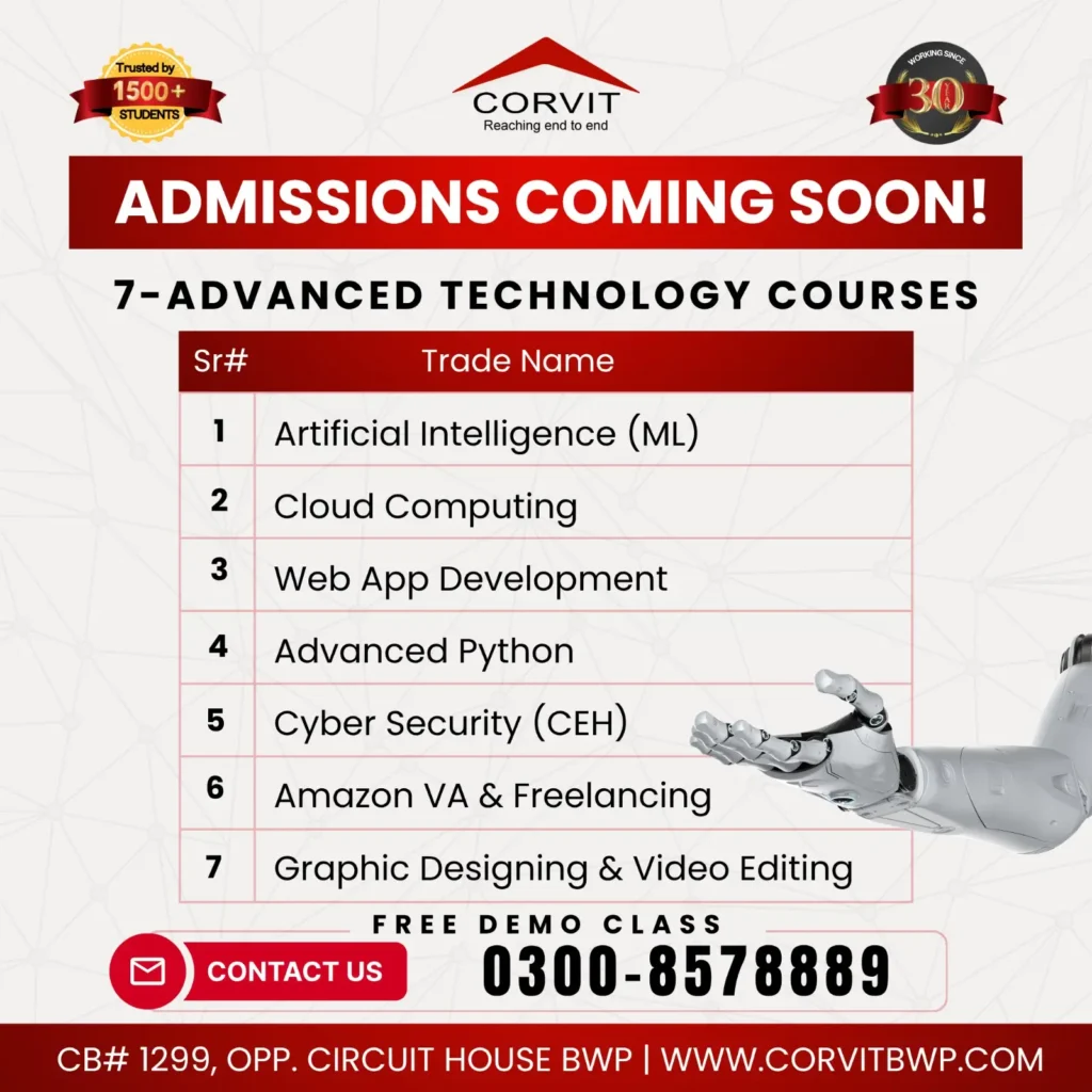 Corvit System Bahawalpur Upcoming IT Courses Post